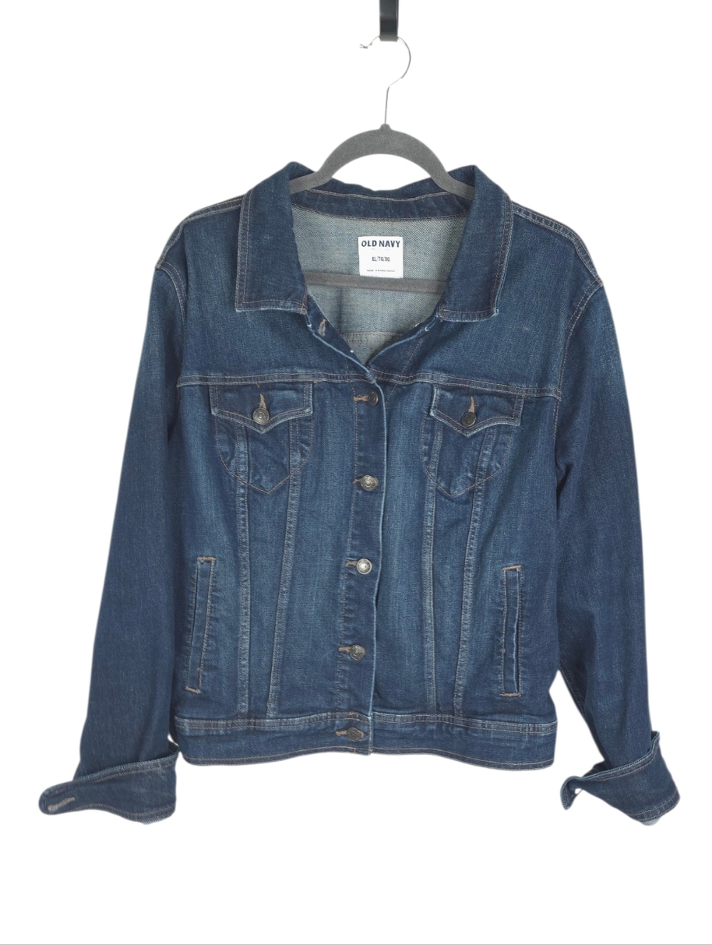 Old NAVY Button Front Waist Length Jean Jacket With Stretch Size XL - Picture 3 of 7